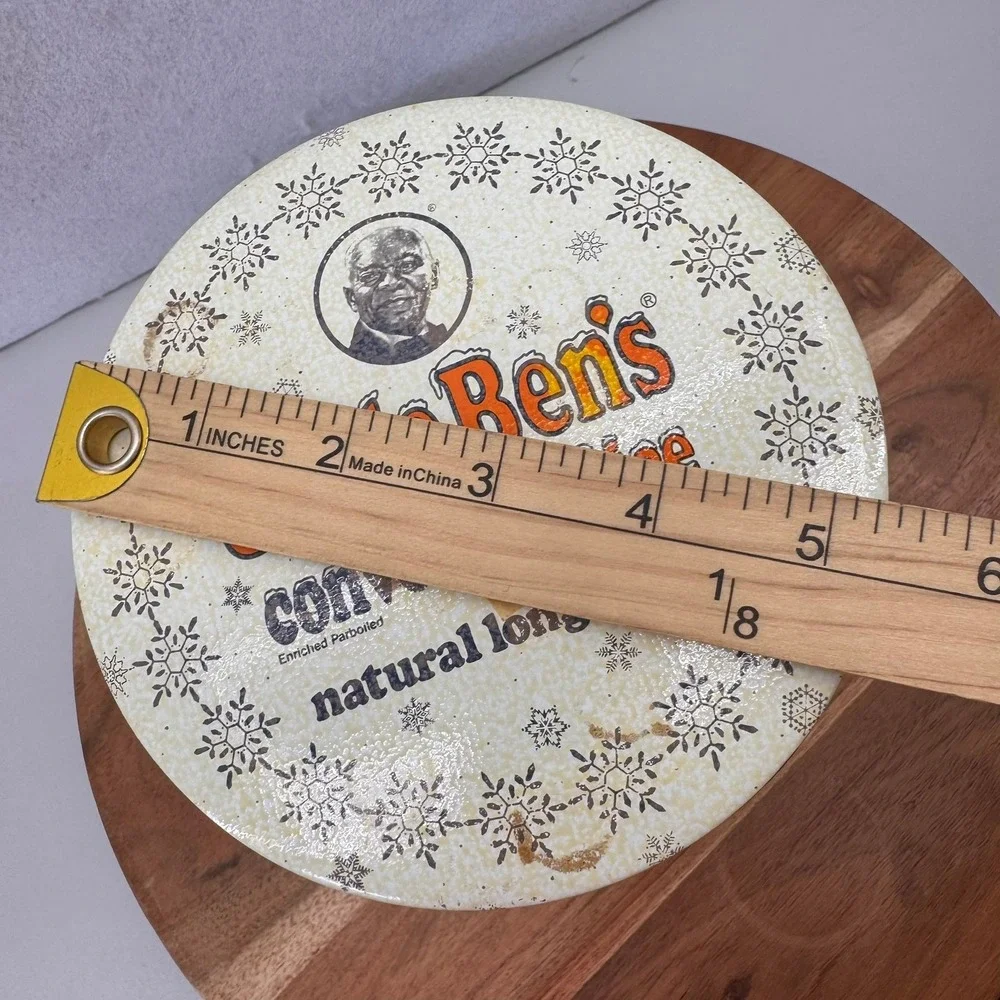 Vintage Uncle Ben's Converted‎ Rice Tin Can Snowflake Decor Kitchen Storage